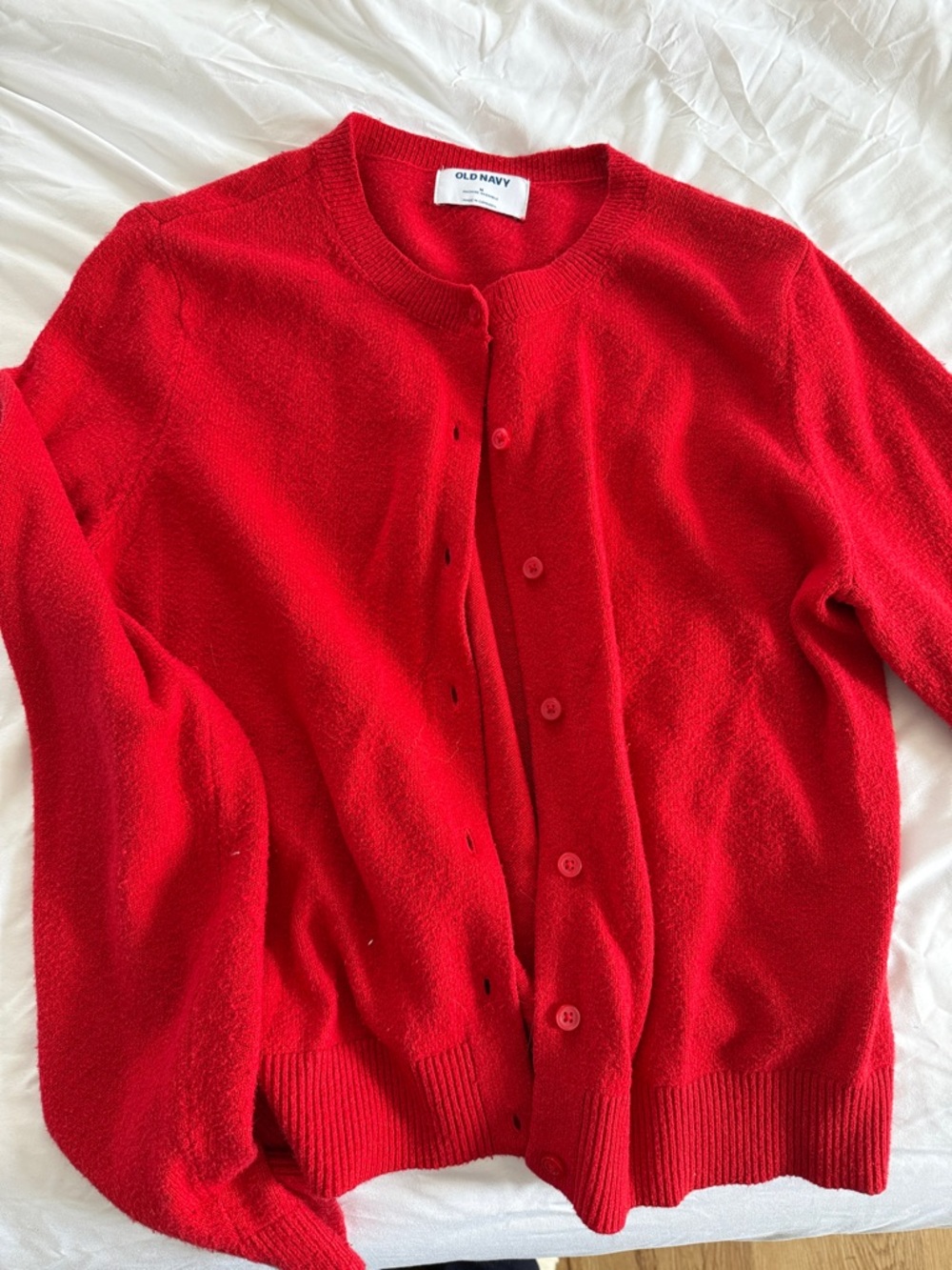 Old Navy Red Button-Front Crewneck Cardigan